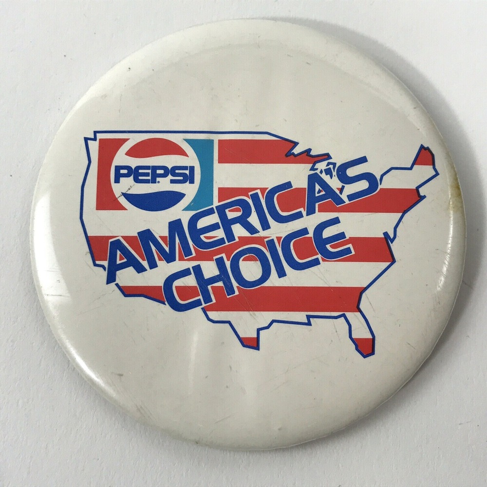 Vintage 1980's Pepsi Large Pinback Button America's Choice 3" Diameter